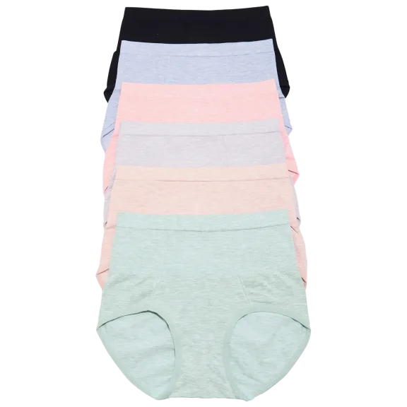 6-Pack: Angelina Seamless Cotton Light-Control Mid-Rise Briefs Panties