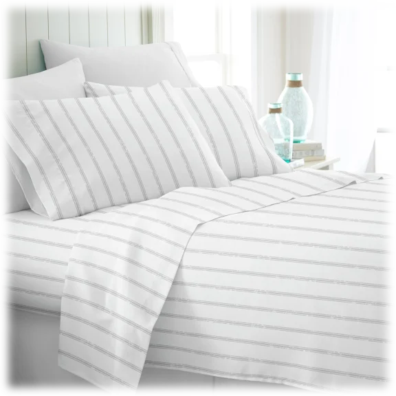 Cloth And Gable Premium Ultra Soft Distressed Line Pattern 4-Piece Bed Sheets