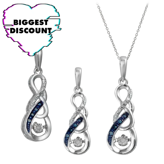 Savvy Cie Blue Diamond Pendant or Earring Set