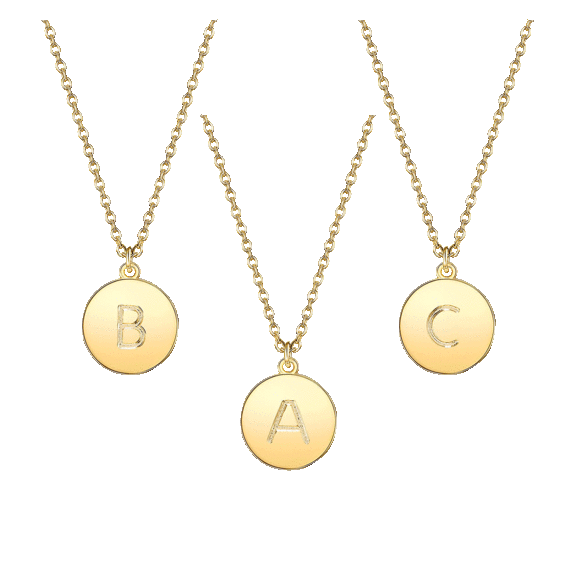 Golden NYC Jewelry 18K Gold Plated Initial Disc Necklace