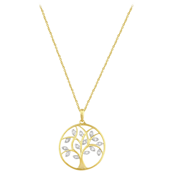 Fifth and Fine Sterling Silver 1/6 Carat T.W. Diamond Tree Of Life Necklace