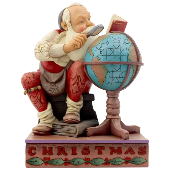 Jim Shore Heartwood Creek Sitting Santa with Globe