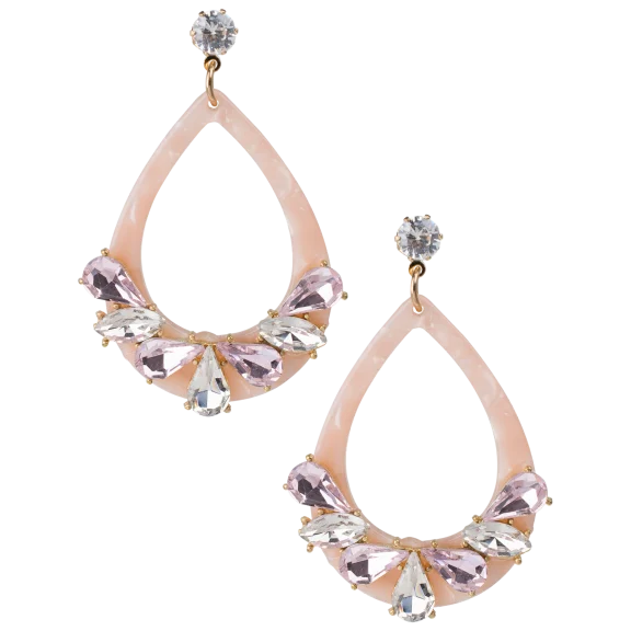 Pink Resin and Crystal Earrings