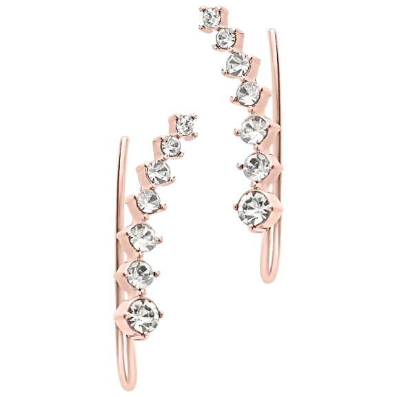 Rox and Rose Graduated CZ Crawler Earrings in Rose Gold