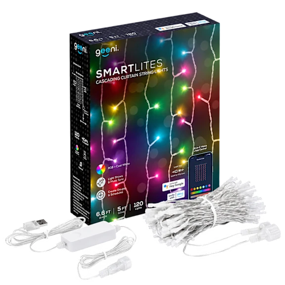 Geeni Smart Lights Cascading Curtain String 120 Lights