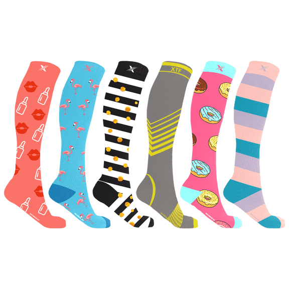6 Pack: Extreme Fit Women's Pain Relief and Recovery Knee High Compression Socks