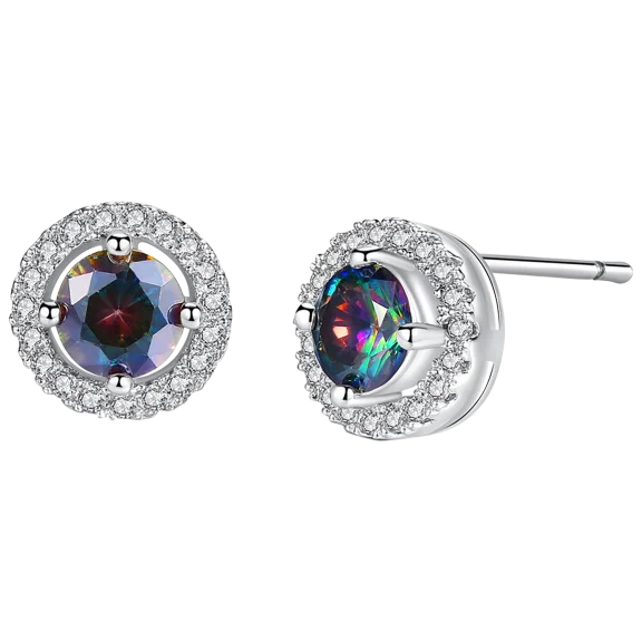 Hollywood Sensation Crystal Halo Mystic Topaz Stud Earrings