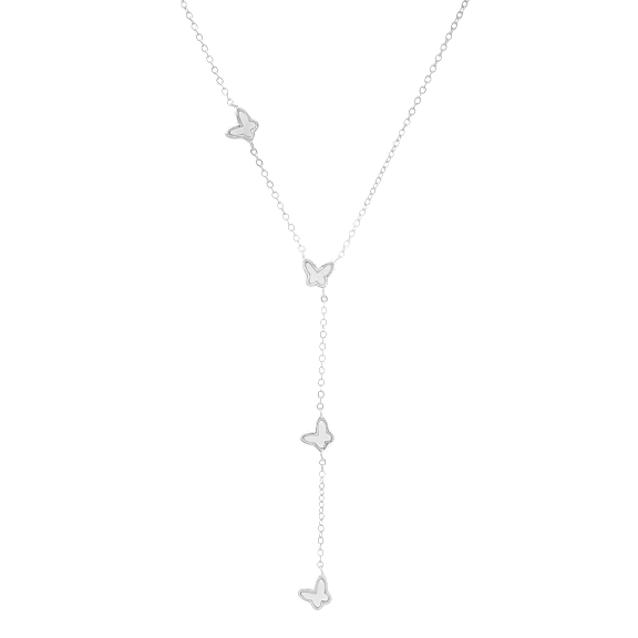 Kylie Harper Sterling Silver Mother of Pearl Floating Butterfly Y Necklace