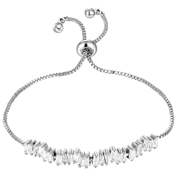 Hollywood Sensation's Cubic Zirconia Adjustable Bracelets White Gold Plate