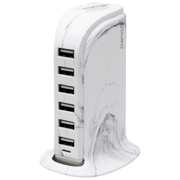 Aduro 6-Port Power Tower Marble Series Charging Station