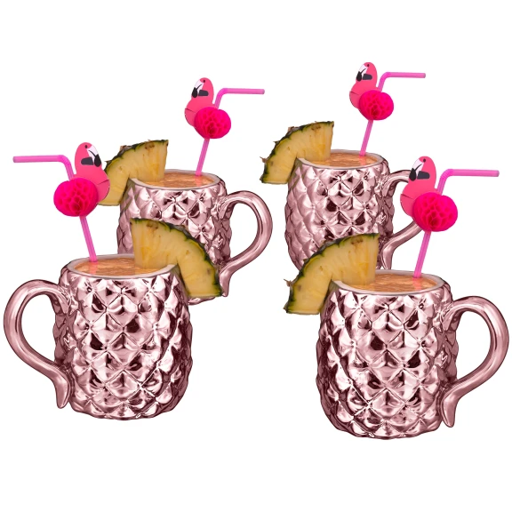 ONLINE EXCLUSIVE: 10 Strawberry Street Rose Gold Pineapple Mugs (Set of 4)