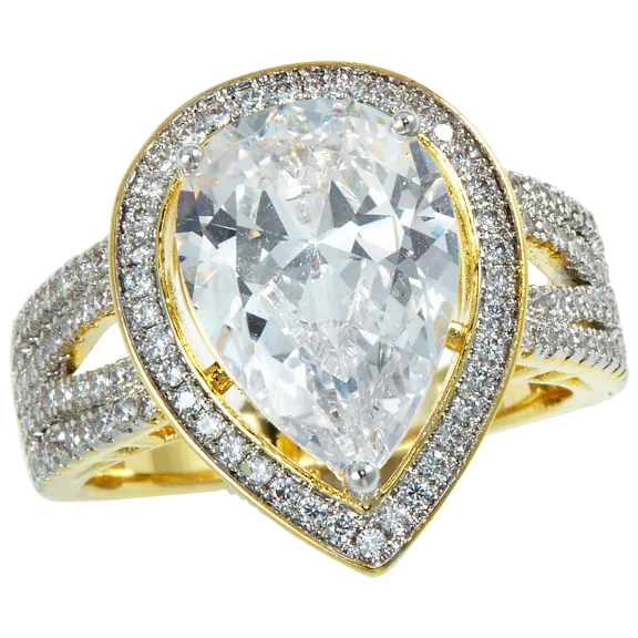 Savvy Cie 14K Gold Plated Bold 5 Ct. Halo Ring