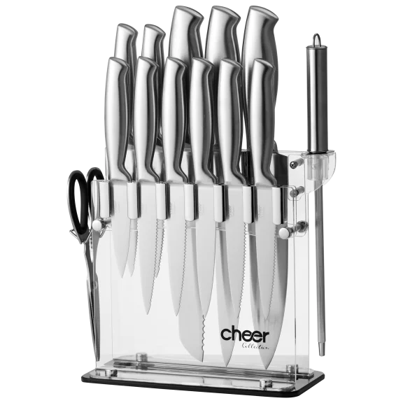 14-Piece Stainless Steel Chef Knife Set with Acrylic Stand
