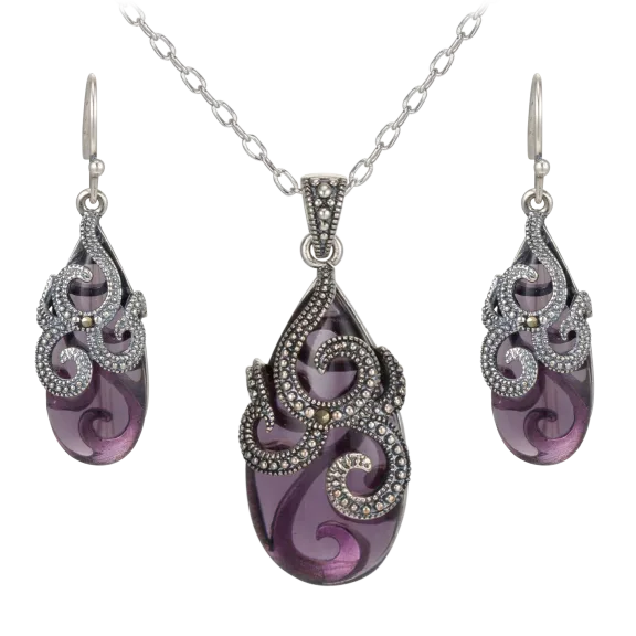 Morgan & Paige Art Deco Drop Earring & Necklace Set