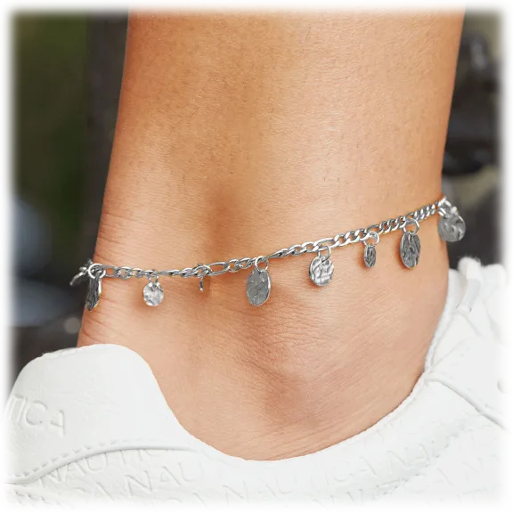 Savvy Cie Sterling Silver Plated Coin Anklet