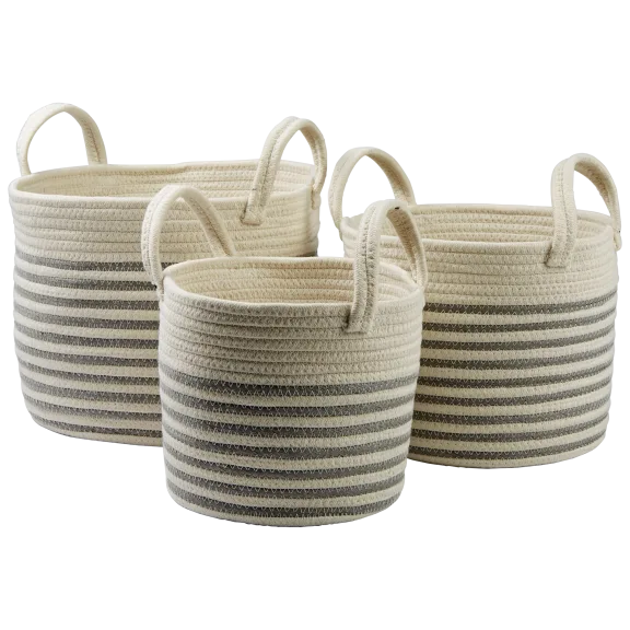 Darice Set of 3 Cotton Rope Baskets - Brown