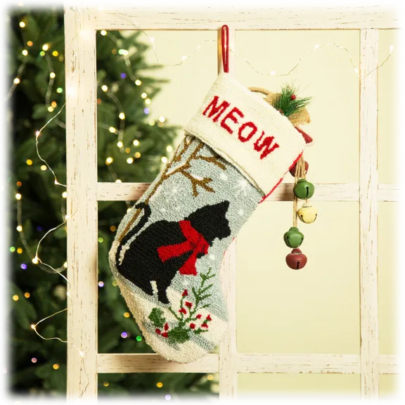 Glitzhome 20"L Hooked Cat Stocking