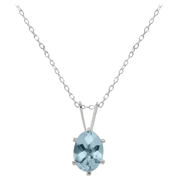 Savvy Cie Sterling Silver Genuine Aquamarine .75 Carat TW Pendant Necklace