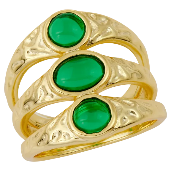 Savvy Cie Bold Created Emerald Split Shank Wide Ring