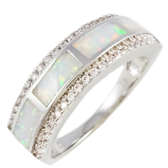Savvy Cie 14K White Gold Opal Inlay Ring