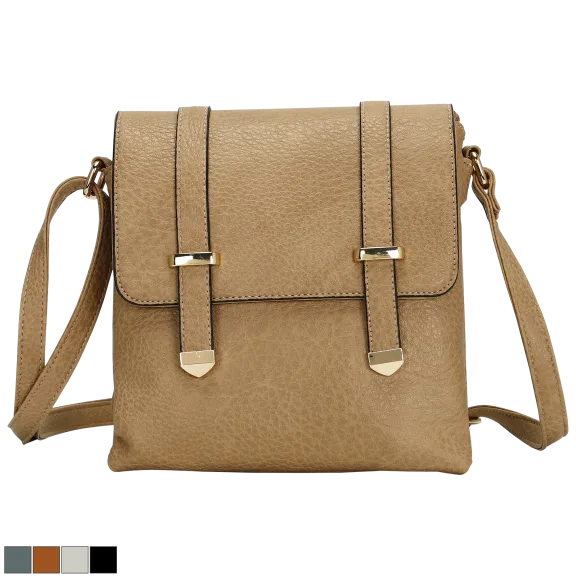La Terre Vegan Leather Belt Flap Cover Crossbody Messenger