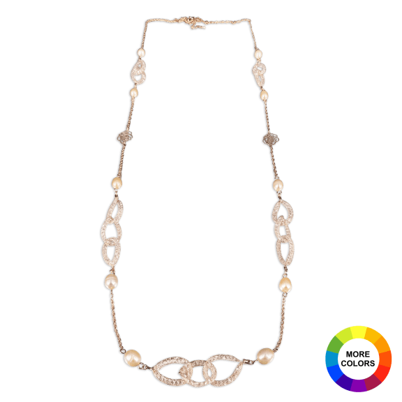 Rose Atoll Collection 14K Gold Filled Necklace with Pearls & Swarovski Crystals