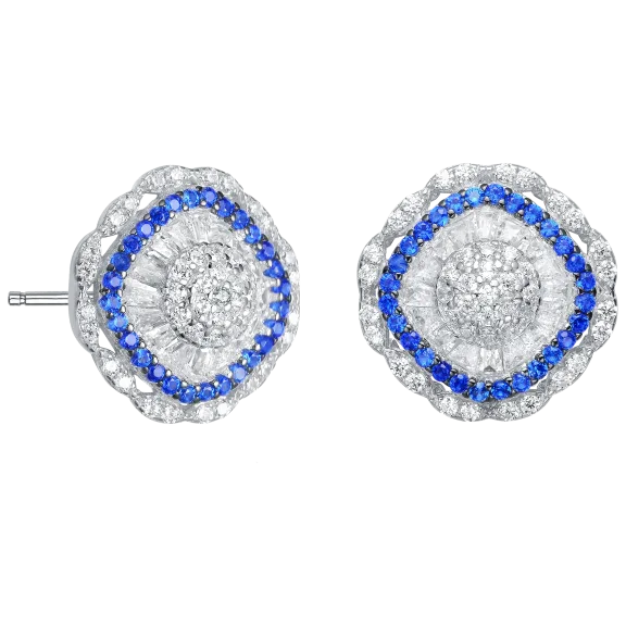 Genevive Sterling Silver Cubic Zirconia Curvy Stud Earrings