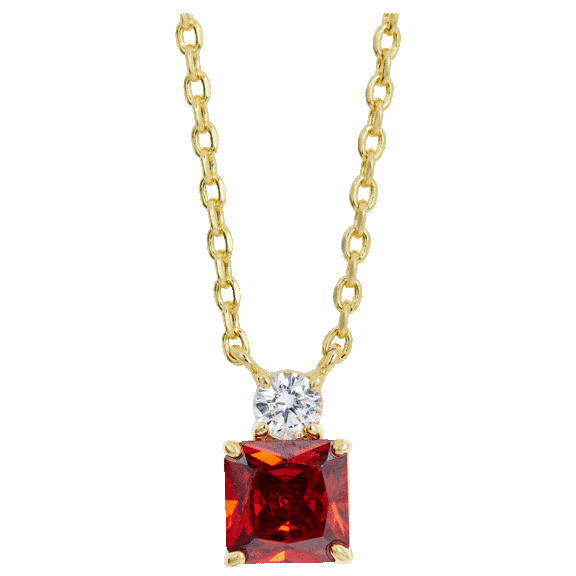 Savvy Cie 18K Gold Plated Cushion Birthstone Necklace