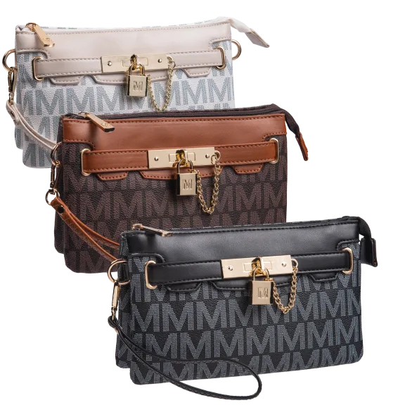 Milan Imports Lock & Chain Crossbody-Wristlet Combo Handbag