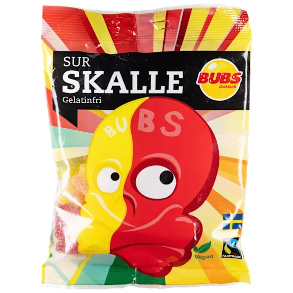 16-Pack: BUBS Swedish Sour Skulls (90g bags)