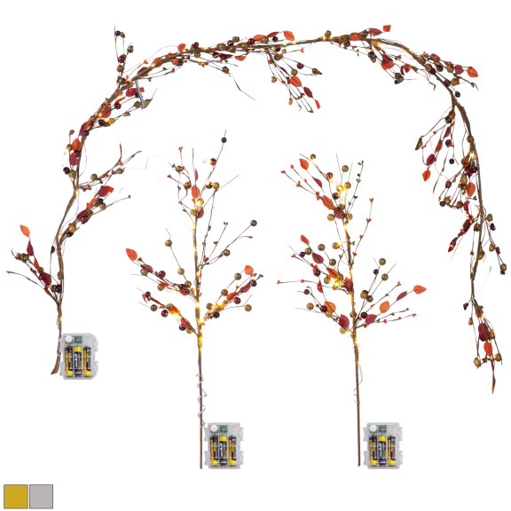Harvest Lane Pre-Lit Garland & 2-Piece Set of Twigs with Timer
