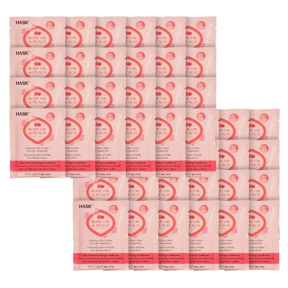 48-Pack: Hask Deep Conditioning Rose Oil & Peach Color Protection Hair Masks