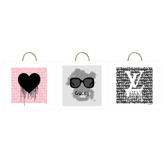 3-Pack: Fairchild Paris Louis Vuitton / Gucci - 10" x 10" Rope Plaque Set