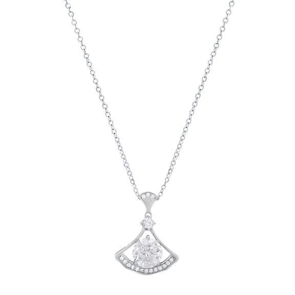 Saffron 1.0 Carat TW Moissanite Saturn Pendant Sterling Silver Necklace