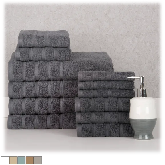 Bibb Home 12-Piece Zero Twist Towel Set