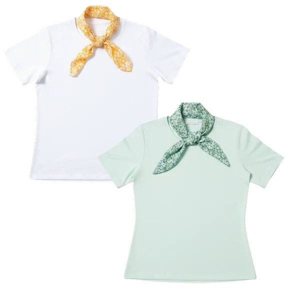 2-Pack: Isaac Mizrahi Live! Crew-Neck Top with Printed Scarf