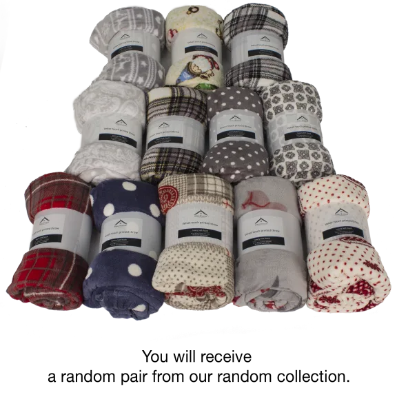 2-Pack: Random 50" x 60" Velvet Throw Blankets