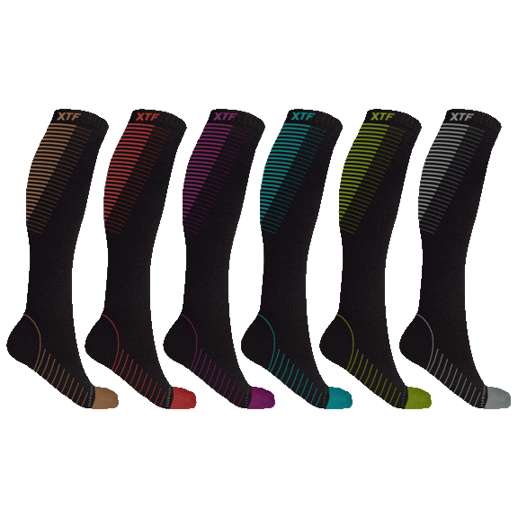 6-Pack: Extreme Fit Copper-Infused Striped Knee-High Compression Socks