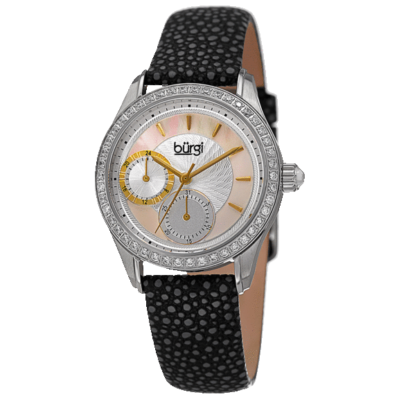 Burgi Mother Of Pearl Dial Ladies Polka Dot Watch