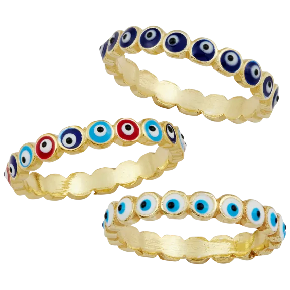 Savvy Cie 3-Piece 18K Gold Over Sterling Eternity Protection Bands