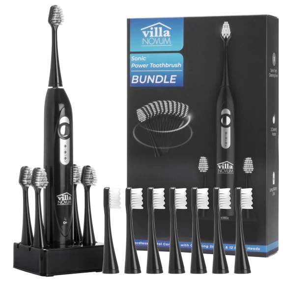 Villa Novum Sonic Toothbrush with 12 Replacement Brush Heads