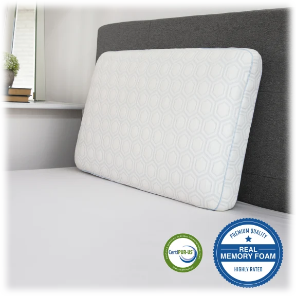 SensorPEDIC Luxury Gel-Infused Memory Foam Pillow with COOLcloth