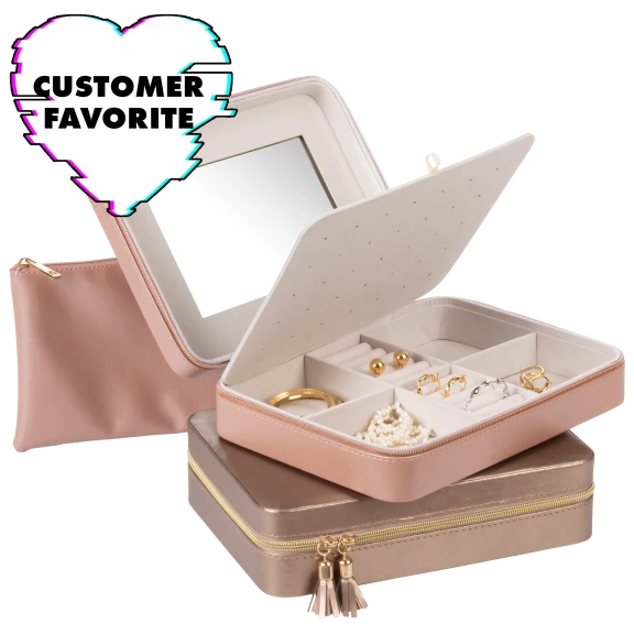 Heidi & Oak Large Jewelry Organizer with Mirror and Pouch