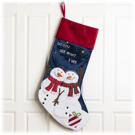 Glitzhome 36"L Velvet 3D Oversized Stocking, Snowman