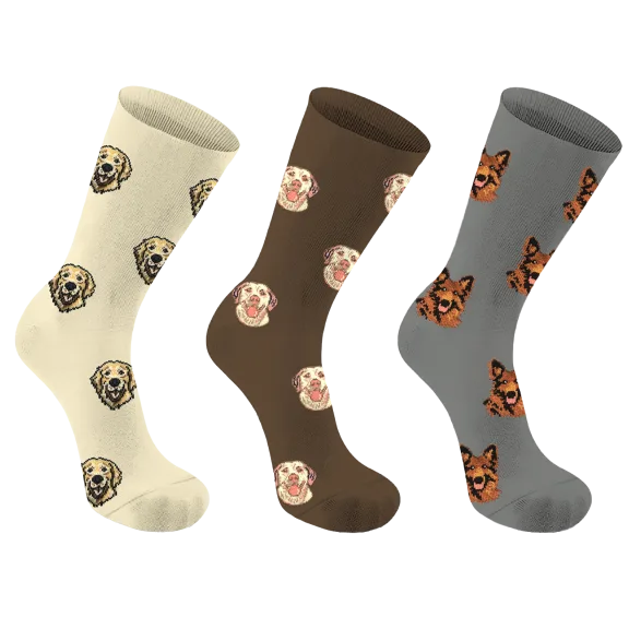 3-Pack: Seeboo Dog Breed Crew Socks