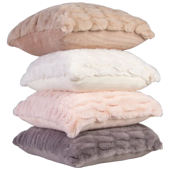 2-Pack: August & Leo Luxe Ruched Faux Fur 20" X 20" Pillows