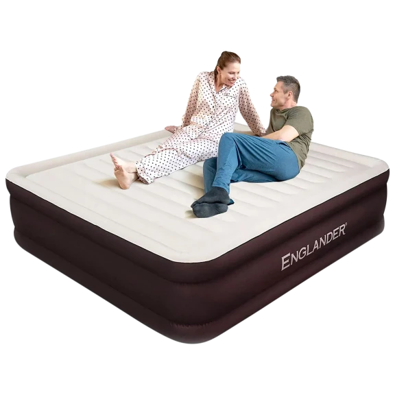 Englander Luxury Double High Inflatable Cali King Mattress with Built-In Pump