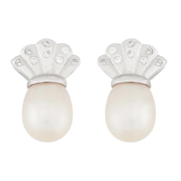 Sterling Silver Pearl Stud Earrings