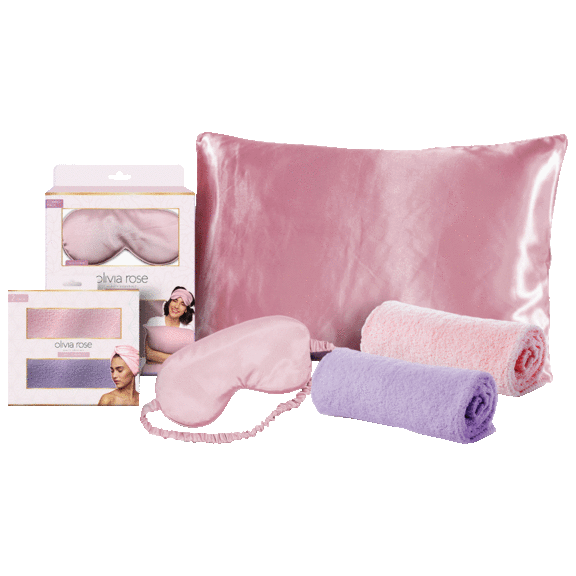 Olivia Rose Satin Sleep Set & 2 Pack Towel Turbans