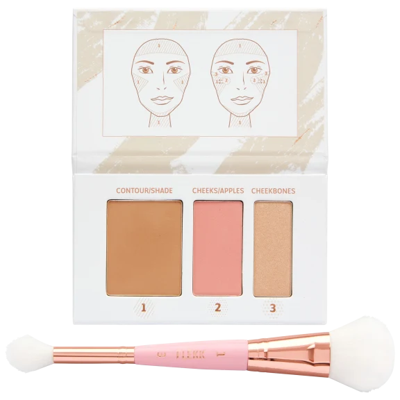 Flekk Cosmetics 2-Piece Quikk Contour Palette and Brush Set in Quincy